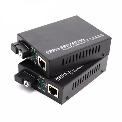 China 10/100/1000Mbps Fiber media converter SM Bidi SC 20km with DC power for IP phones for sale