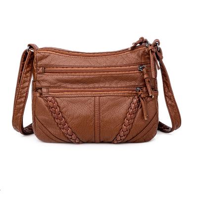 China Fashion waterproof ladies shoulder soft leather supple messenger Bag For Women retro large capacity bag simple small square bag for sale