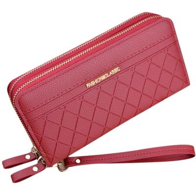 China Double Zipper Long Women's Wallet Female Clips Tassel Coin Purse Card Holder Wallets Pu Clutch Money Female Leather Wallet for sale