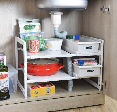 China 40cm Occasional Deep-expandable Storage Shelf For Kitchen Base Cabinet With Expandable Storage Box Shelf for sale