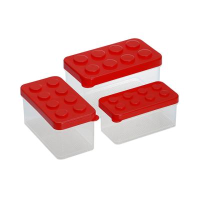 China Sustainable Mini Blocks Style Stackable Storage Box with Lid-3 Pieces A Set Other Home Storage and Organization for sale