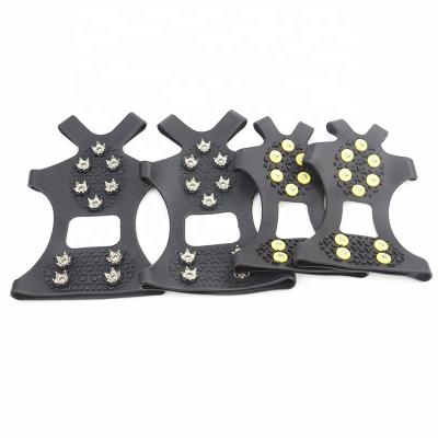 China Snow Spike Gripper Metal Spike Ice Anti-Skid Shoe Studs Cleats with 10 Steel Studs Portable Ice Grippers for Shoes and Boots for sale