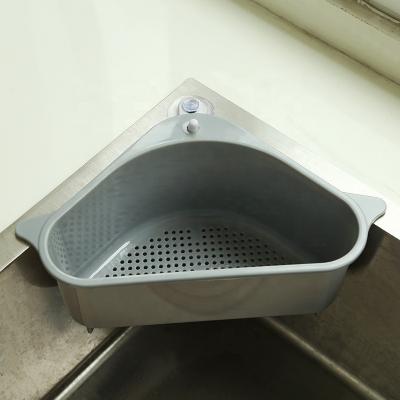 China Viable Fruit and Vegetable Sink Storage Basket, Kitchen High Quality Plastic Drain Basket, Triangular Drain Rack for Food Strainer for sale