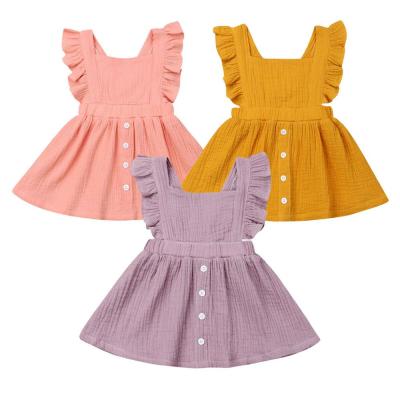 China Anti-wrinkle summer children babies princess Ruffle Dress Solid skirt sunbathing casual clothes for sale