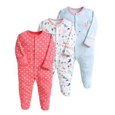 China lyc-2501Three piece cotton baby romper newborn long sleeve one piece romper with foot for sale