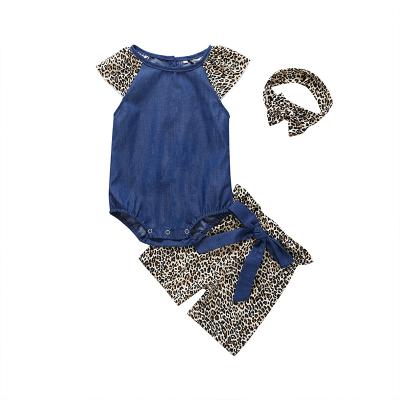 China Cotton Wholesale Summer Cotton Baby Leopard Romper Comfortable Breathable Set for sale