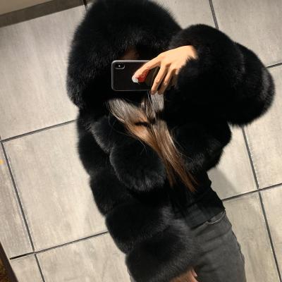 China Anti-Shrink Hooded Patchwork Winter Fur Coats Female Long Sleeve Women Coats Jacket for sale