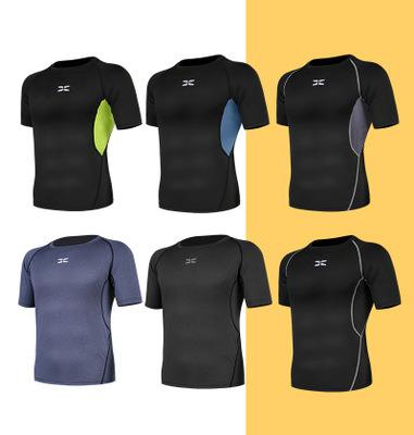 China Customized running men's fitness sports LOGO short sleeve QUICK-DRY quick-drying gym tight-fitting training basketball for sale