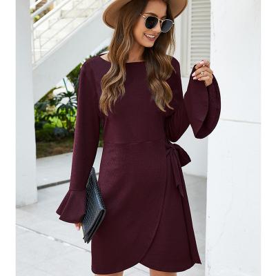 China 2020 autumn and winter anti-static hot sexy solid color sweater dress from the sale for sale