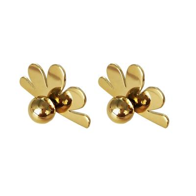 China 35mm Environmental Friendly 18K Gold Plated Hot Sale High Quality Flower Pearl Studs Earring For Women for sale