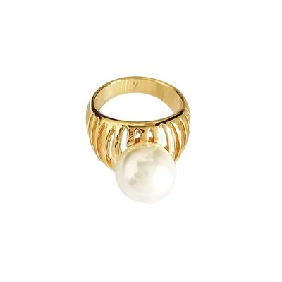 China Retro Pearl Ring 18K Vintage Factory Price Environment Friendly Minimalist Gold Plated China Supplier for sale