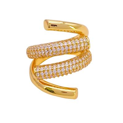 China FASHIONABLE 24mm 18K Gold Plated Hot Selling High Quality Open Adjustable Embrace Ring For Women for sale