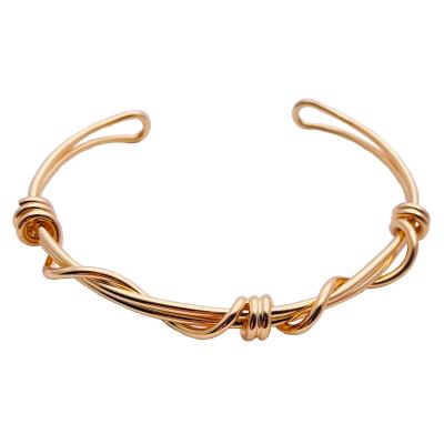 China Wholesale CLASSIC Knit Knotted Twisted Bracelet Gold Plated Open Bracelet For Women for sale