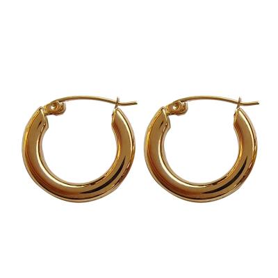 China Environmental Friendly Stainless Steel 23mm Gold Plated Solid Round Chunky Thick Hoop Earrings Hoop Earrings Jewelry Imported From China for sale