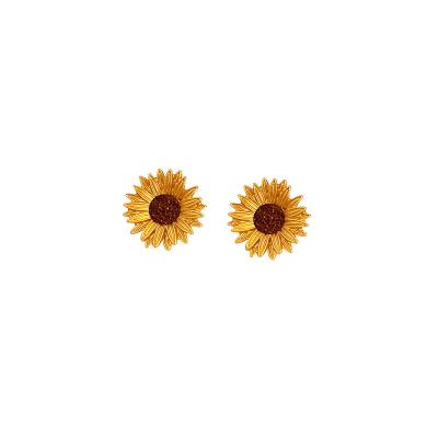 China Hot Selling Environmentally Friendly Temperament Silver Sunflower 925 Needle Elegant Stud Earrings For Women for sale