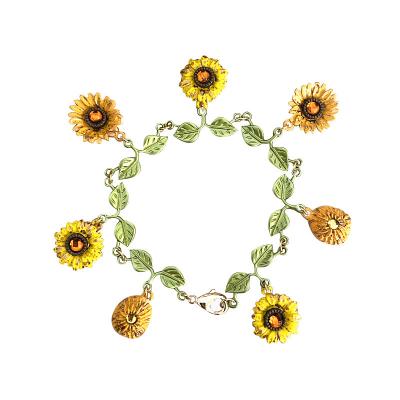 China Wholesale FASHIONABLE Elegant Van Gogh Sunflower Series Flower Hand Chain Bracelet For Women for sale