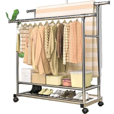 China Multifunctional Custom Wholesale Indoor Living Room Display Rack Clothes Hanger Laundry Rolling Hangers for sale