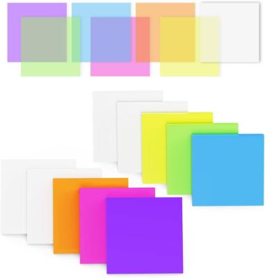 China 500 Self-adhesive Transparent Sticky Sheets Color Waterproof Translucent Memo Pad 3 x 3 inch, 6 Colored Pads, 4 Clear Work Area for sale