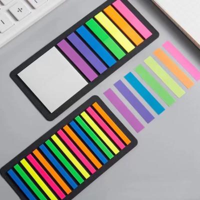 China Plain Self-adhesive Custom Plain Wholesale Clear Fluorescent Mini Label Mini Label Index Bookmark Sticky Notes/Film Strip Rainbow Palette Clear for sale