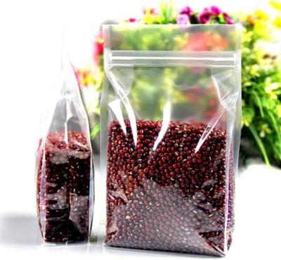 China Recyclable Clear Matt Resealable Flat Bottom Stand Up Pouch With Zip Lock 8 Sides Seal Plastic Packaging Bag with zipper for sale