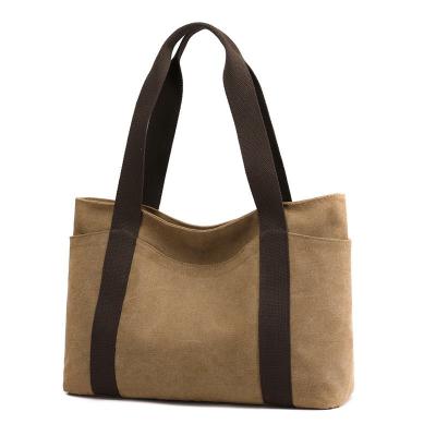 China Easy To Be Taken High Quality Custom Made Women Canvas Tote Shoulder Bag Logo Lady Cotton Canvas Handbags for sale