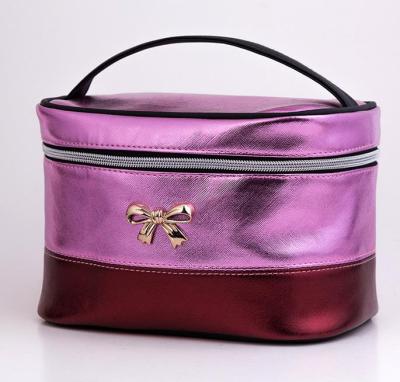 China NATIONAL Custom PU Train Case Leather Cosmetic Bag Make Up Bag For Travel for sale