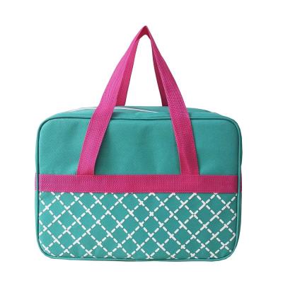 China Aqua Polyester Insulated Tote Cooler Bag Custom Printed Large Insulated Thermal Food Cooler Bags for sale