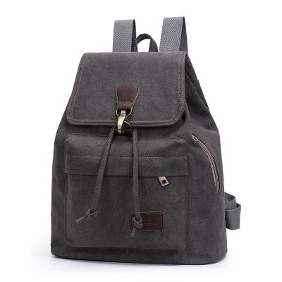 China Vintage style men women canvas rucksack large capacity daypack school backpack soft casual bag for sale