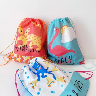 China Custom promotional waterproof drawstring backpack sublimation waterproof cartoon printing drawstring bag kids gift backpack for sale