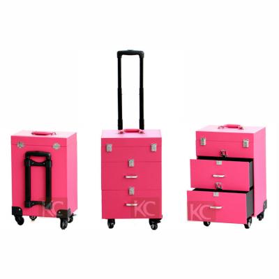 China wholesale trolley rolling nail beauty display box for sale