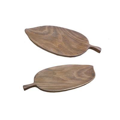 China Leaf Shape Walnut Shape Serving Tray Food Tray Wooden Party Serving Plate Wooden Dessert Tray Customized Size for sale