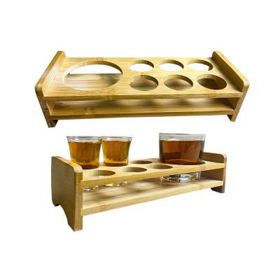 China Sustainable Premium Bamboo Wooden Beer Flight Sampler Serving Tray Server Caddy For Restaurant Home for sale