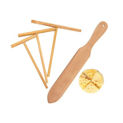 China Sustainable Hot Sale Nature Beech Wood Pancake Spreader And Spatula Set From Amazon for sale