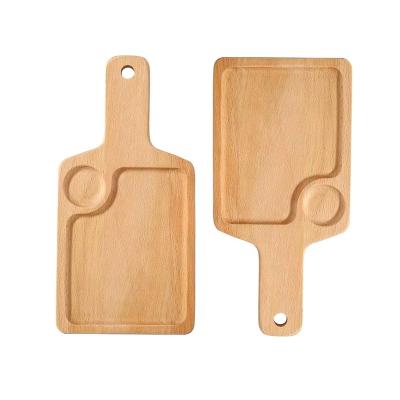 China Fruit Cheese Board Pizza Serving Paddle Board Beech Wood Breakfast Chopping Cutting Board With Handle for sale