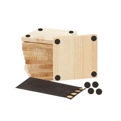 China Viable Unfinished Wooden Coasters With Non-Slip Foam Dot Stickers, Square Wooden Empty Coasters For DIY Crafts for sale