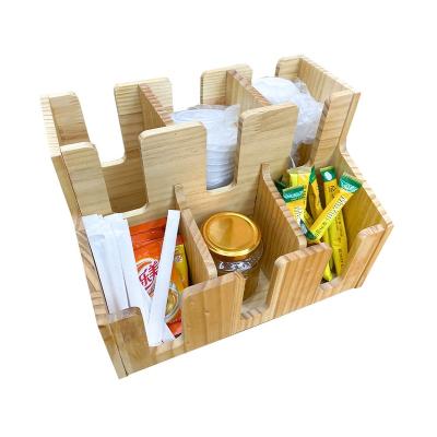 China Wooden Multi Compartment Coffee Condiment Organizer for sale