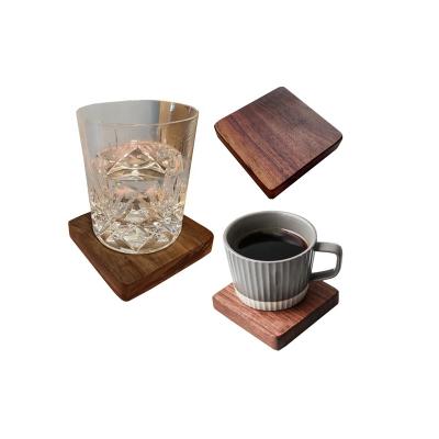 China Sustainable Wood Mat Walnut Cherry Wood Coaster Custom Logo Eco-Friendly Crafts Mug for sale