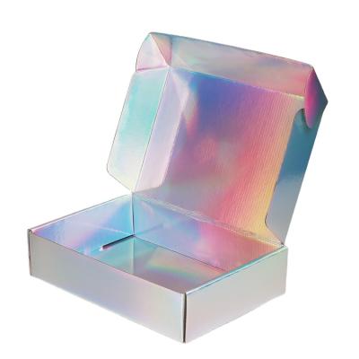 China Logo Print Fashion Custom Eco Friendly Recyclable Corrugated Cosmetic Packaging Holographic Fashion Accessories Shipping Cardboard Box for sale