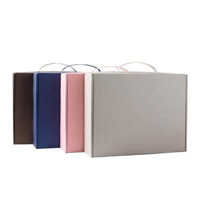 China Eco Recyclable Customizable Plain Gray Corrugated Paper Board Shipping Colored Mailer Box Black White Pink Blue With Self Locking Handle for sale