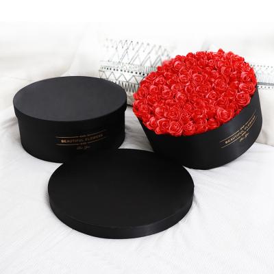 China Recycled Materials OEM Wholesale Custom Satin Fabric High End Covered Lid Wedding Valentine Favor Luxury Flower Gift Paper Box Round Packaging for sale