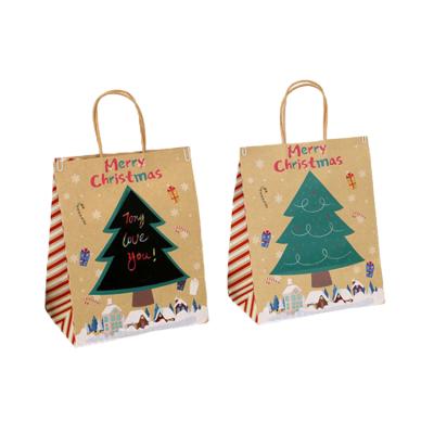 China Factory Recyclable Eco Friendly Wholesale DIY Color Matching Gift Scribble Paper Bag Christmas Gift Packaging Bags With Handle for sale