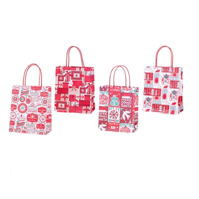 China Factory Wholesale Eco Friendly Recyclable Color Gift Assorted Paper Bag With Handle , Red Christmas Kraft Paper Bag Assorted for sale