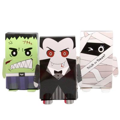 China Recyclable Wholesale Custom Printed Eco Friendly Cute Scarey Halloween Zombie Kids Party Supplies Sweet Deco Candy Goodie Cookie Box for sale