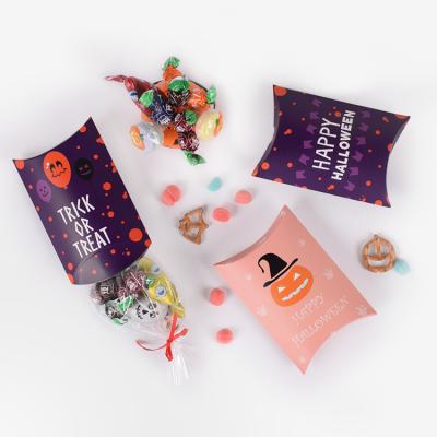 China OEM Recyclable Factory Wholesale Hot Sale Custom Printed Eco Friendly Kids Halloween Deco Supplies Party Stuff Candy Pillow Shape Box for sale