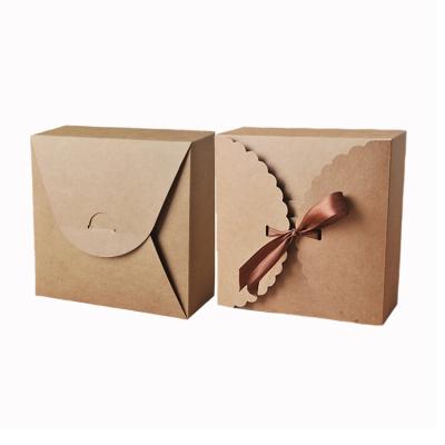 China Factory Wholesale Kraft Paper Recyclable Customizable Brown Black White Bakery Product Packaging Boxes Organic Ribbon Closure For Cookie Candy for sale