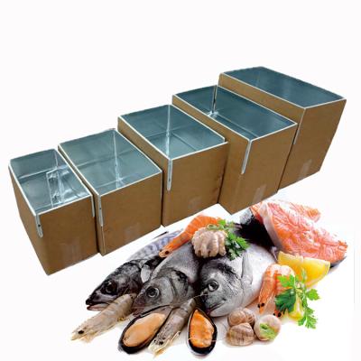 China Factory Wholesale Recyclable Customizable Kraft Corrugated Cold Thermal Insulated Packaging Shipping Boxes For Frozen Fish Seafood Meat for sale