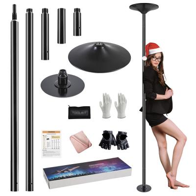 China 2021 Bodybuilding/Pilates Black Pole Spinning Static Stripper Portable Dismountable Professional Pole Dancing Pole Kit For Exercise Club Party Bar for sale