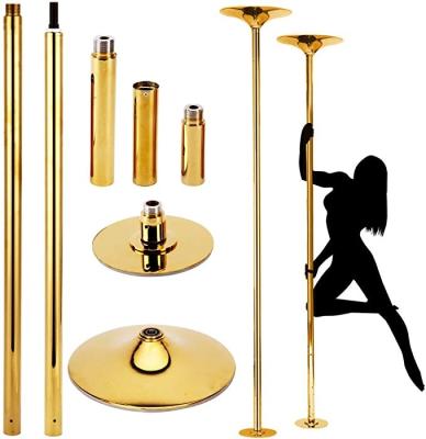 China Removable Fitness Gold Galvanized Steel Stripper Dance Pole For Fitness And Portable Dance Poles Adjustable Height Stripper Rotation for sale