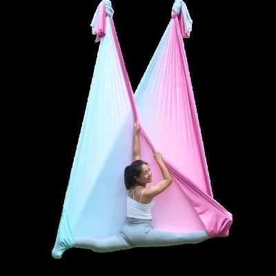 China Wholesale Low Stretch Customize Airy Rainbow Gradient Swing Hammock Yoga Custom Made Yoga Pilates for sale