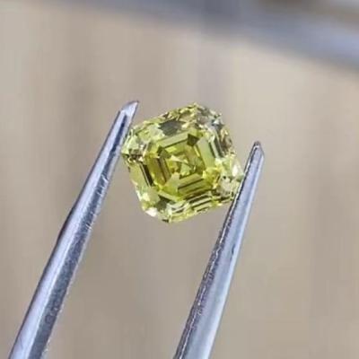 China In stock CVD yellow Asscher pointer diamonds wholesale lab-grown loose diamonds Asscher Cut for sale